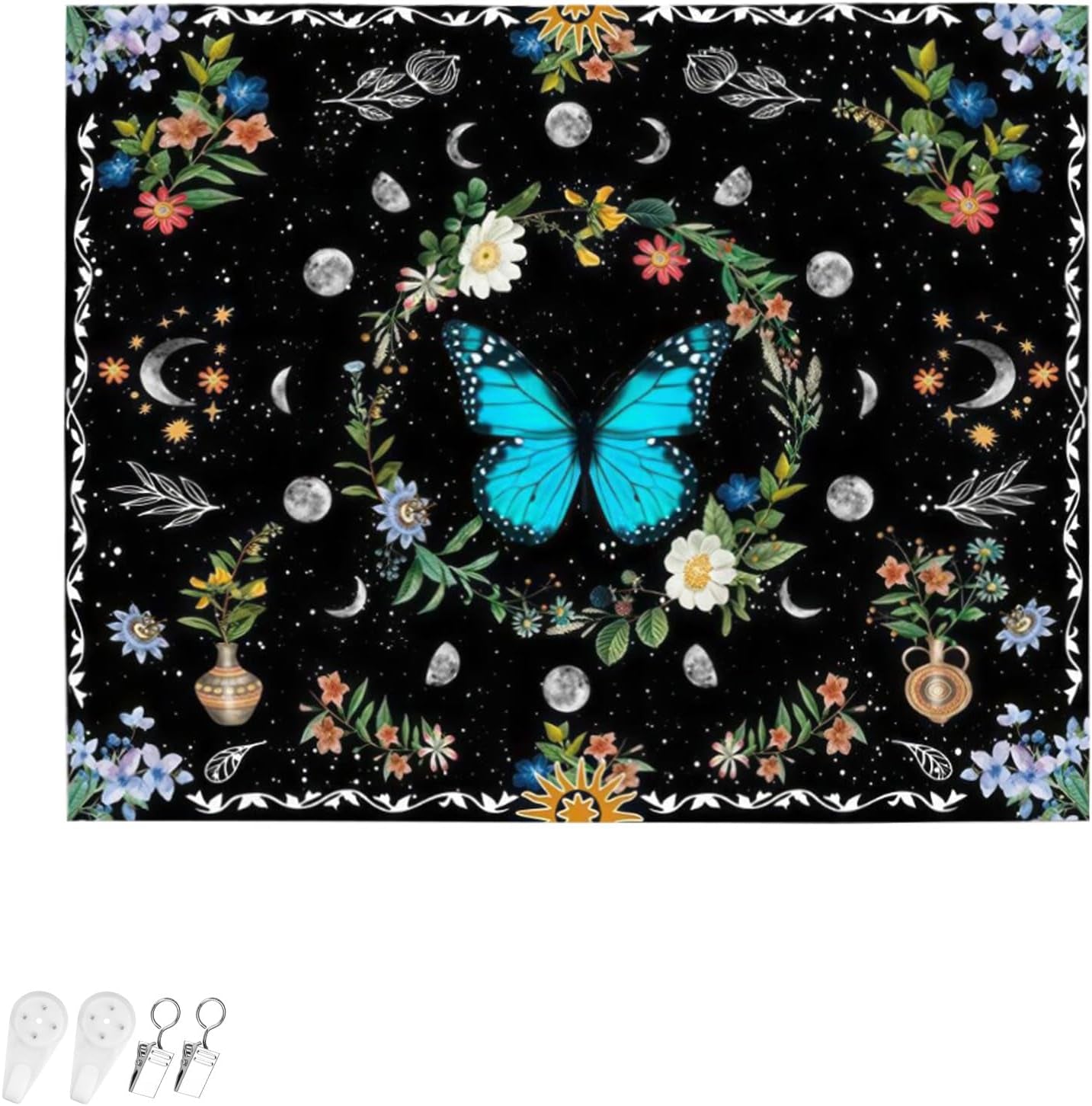 Tapiz tapiz mariposas verdes tela cepillada Hogar - Accesorios y Decoración Naty Shop Mariposa verde