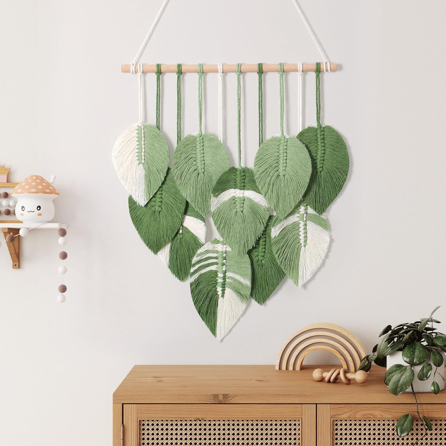 Tapiz tapiz de hojas verdes tejido a mano Hogar - Accesorios y Decoración Naty Shop
