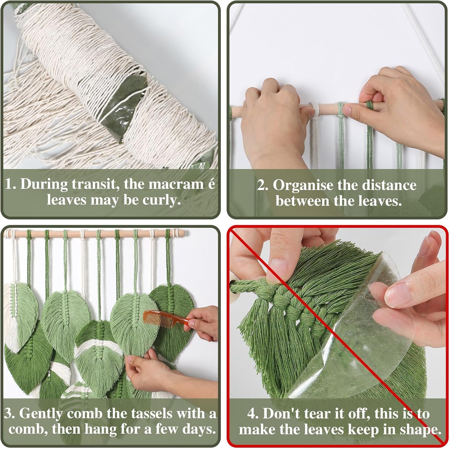 Tapiz tapiz de hojas verdes tejido a mano Hogar - Accesorios y Decoración Naty Shop
