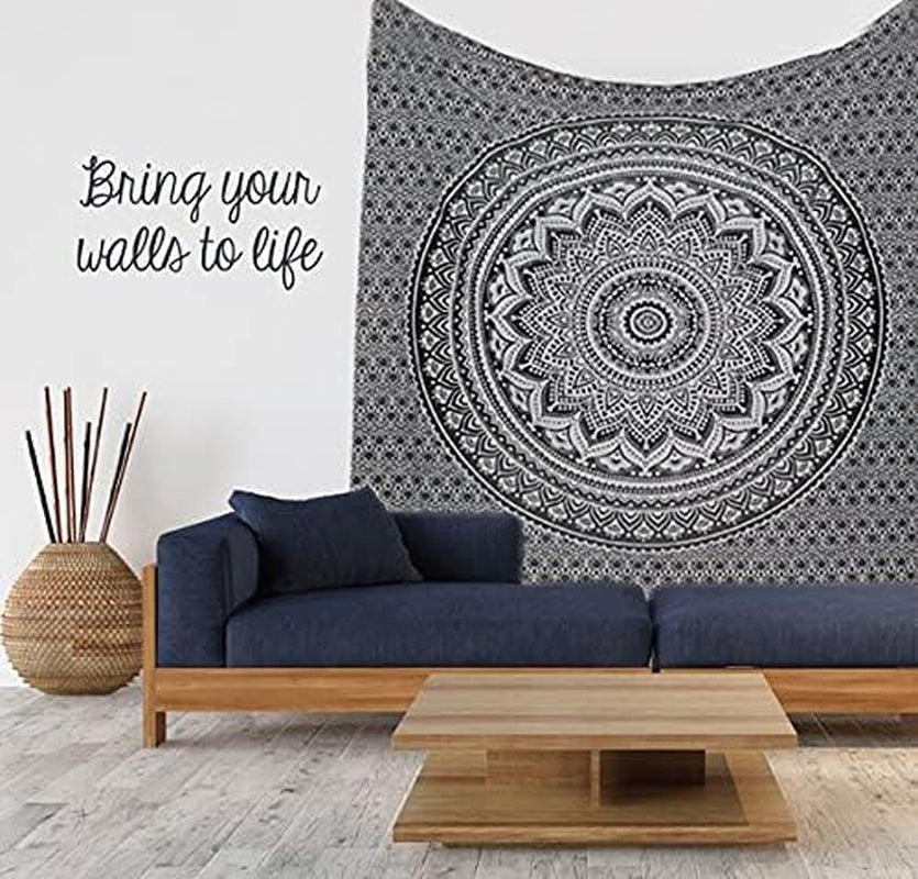 Tapiz tapiz mandala gris negro tela pared Hogar - Accesorios y Decoración Naty Shop
