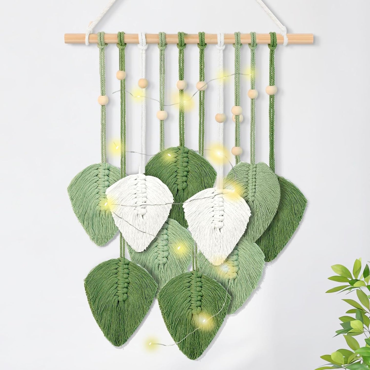 Tapiz tejido a mano decoración pared habitación infantil Hogar - Accesorios y Decoraciones Naty Shop Nueve hojas de verdor