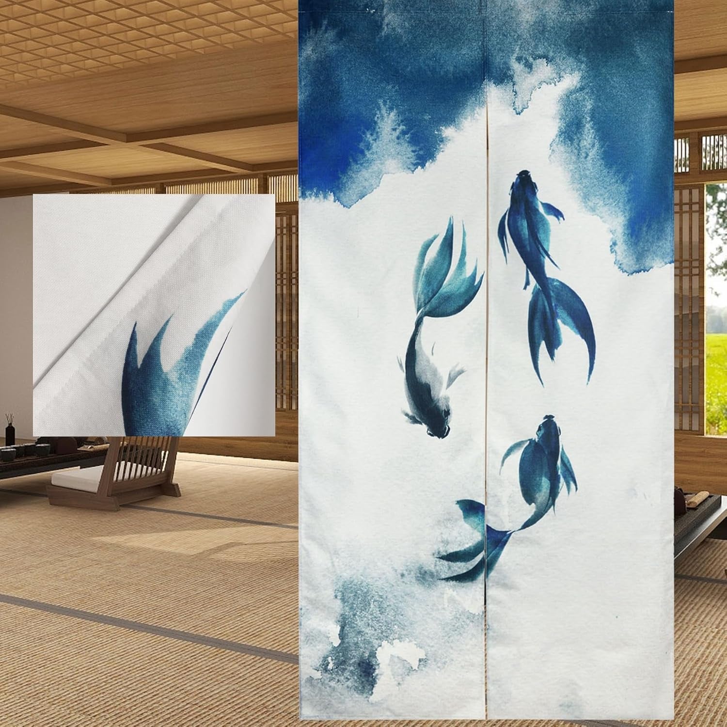 Tapiz Tradicional Estilo Chino Pintura Tinta Gruesa Noren Hogar - Accesorios y Decoraciones Naty Shop Impresión Doble Cara 85 X 180 Cm