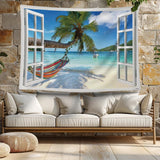 Tapiz ulticool vista playa palmera hamaca Hogar - Accesorios y Decoración Naty Shop