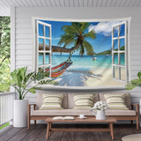 Tapiz ulticool vista playa palmera hamaca Hogar - Accesorios y Decoración Naty Shop