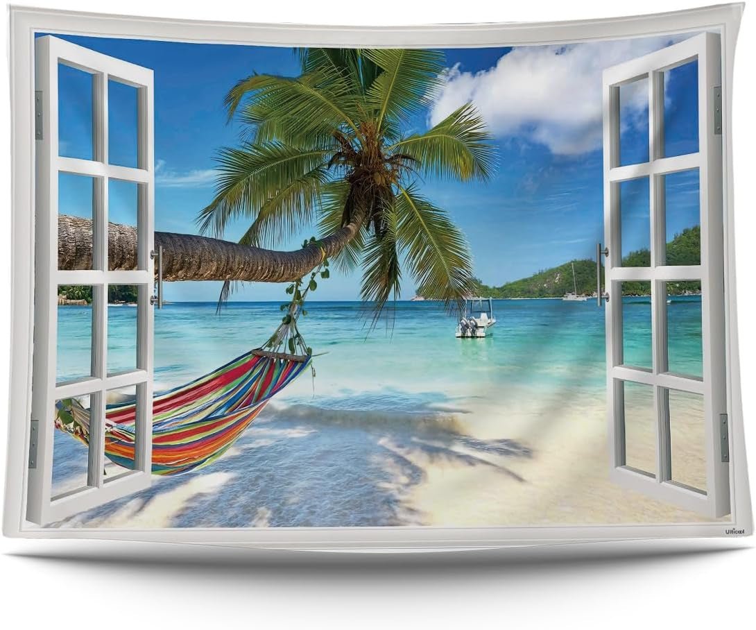 Tapiz ulticool vista playa palmera hamaca Hogar - Accesorios y Decoraciones Naty Shop Default Title