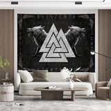 Tapiz vikingo lobo tótem blanco negro runas de meditación Hogar - Accesorios y Decoración Naty Shop
