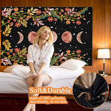 Yisumei tapiz estético luna flores tamaño negro Hogar - Accesorios y Decoración Naty Shop