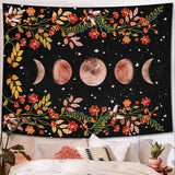 Yisumei tapiz estético luna flores tamaño negro Hogar - Accesorios y Decoración Naty Shop