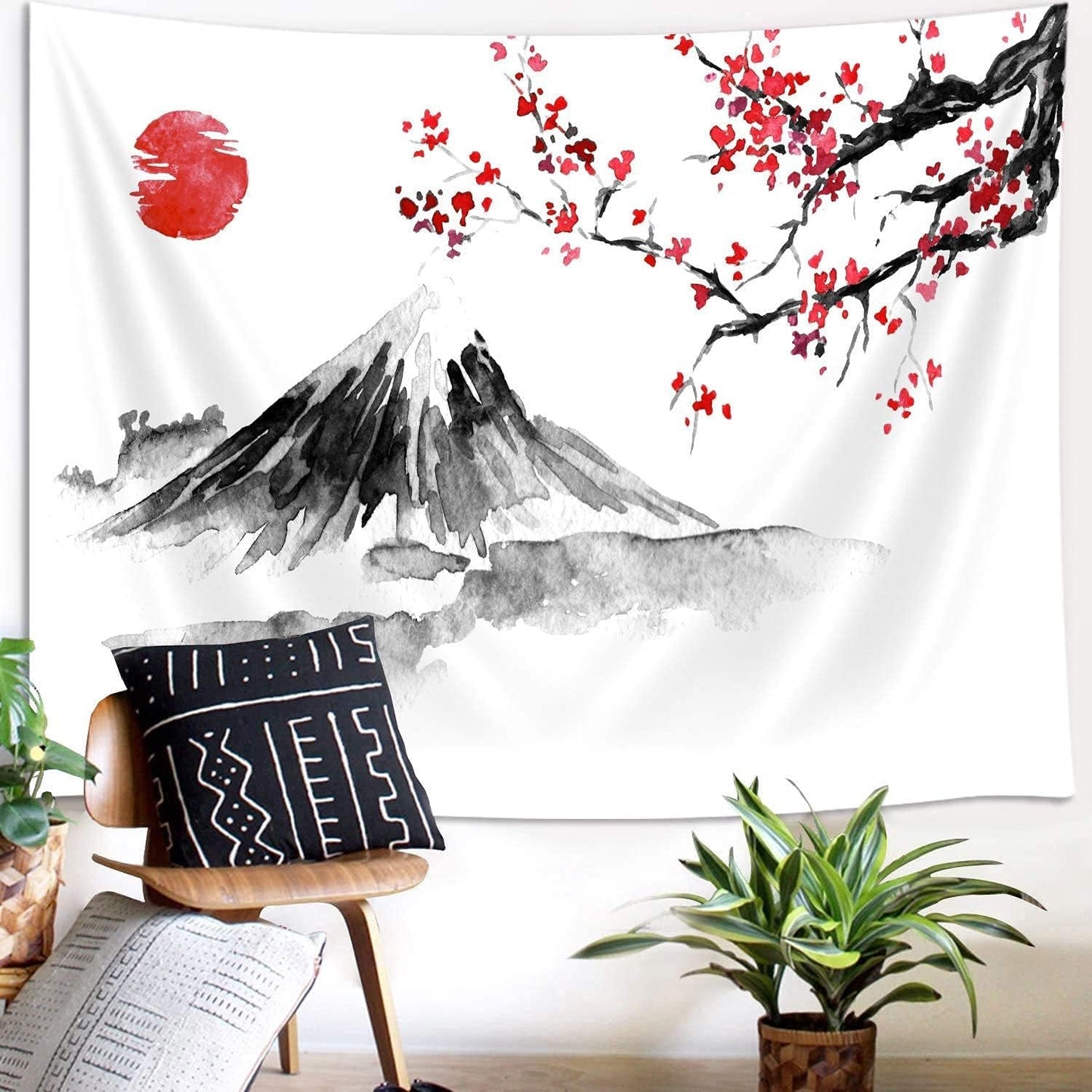 Yisumei tapiz estetico luna flores negro tamaño Hogar - Accesorios y Decoraciones Naty Shop Rojo 150L X 130B Cm