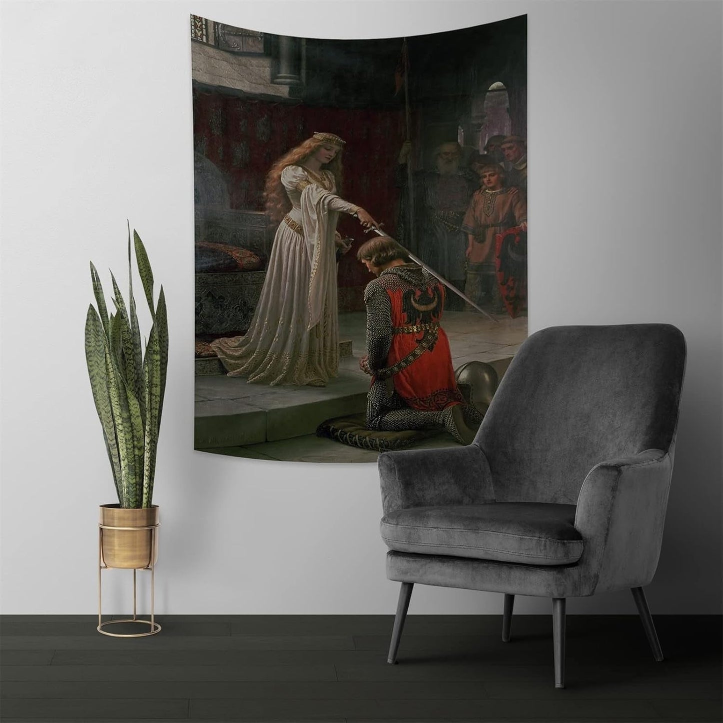 Tapiz yongfoto caballero pintura al óleo Inglaterra medieval Hogar - Accesorios y Decoración Naty Shop