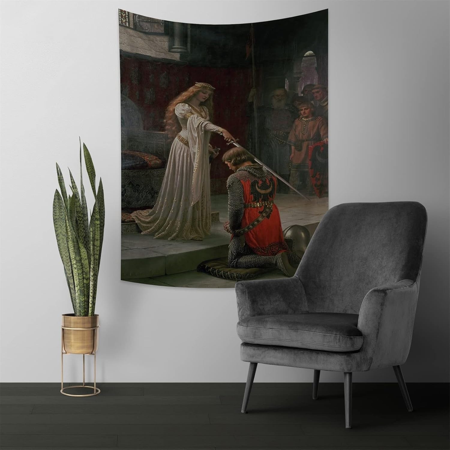 Tapiz yongfoto caballero pintura al óleo Inglaterra medieval Hogar - Accesorios y Decoración Naty Shop