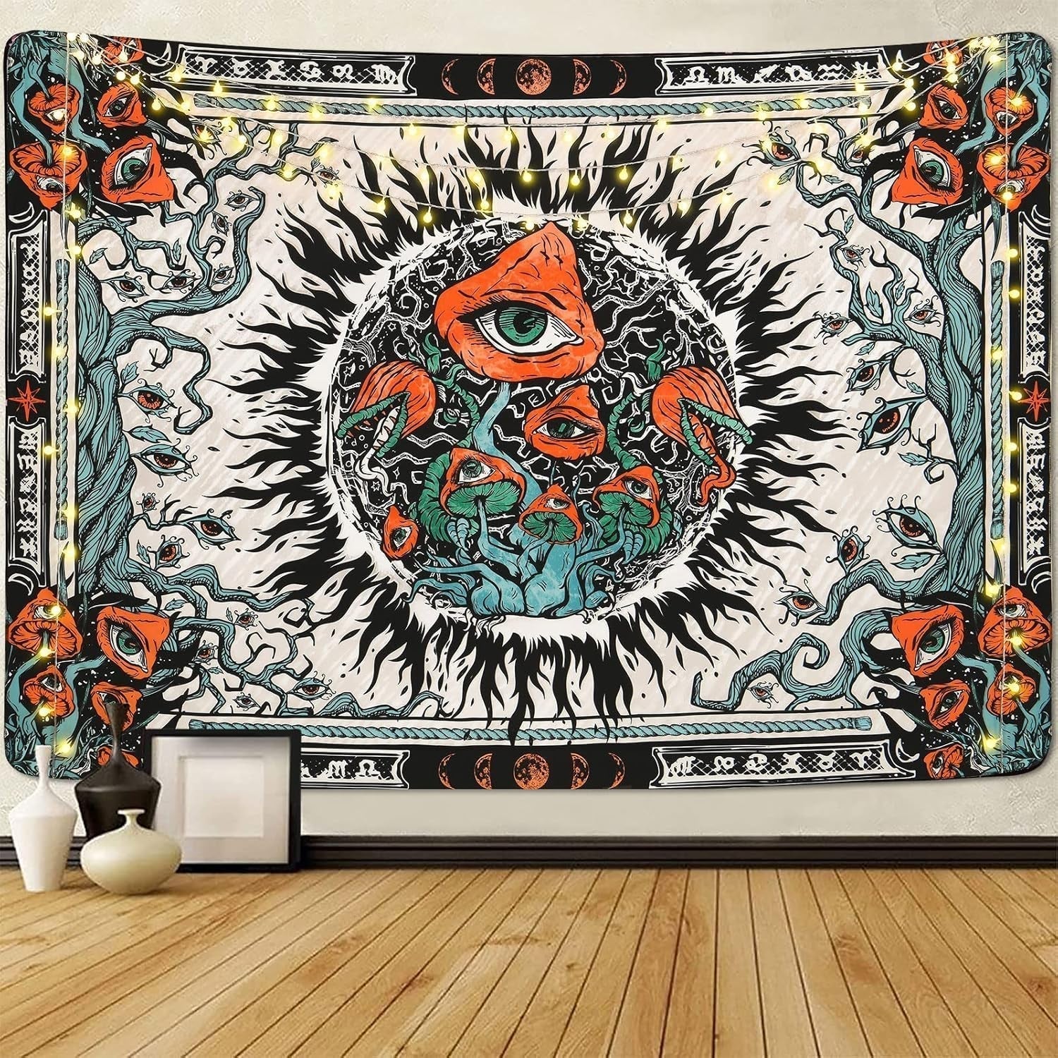 Tapiz Setas Yrendenge Quemadura Solar Lona Ojos Hippie Hogar - Accesorios y Decoración Naty Shop Multi 150X130Cm