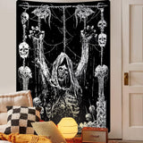 Tapiz yrendenge calavera humana negro blanco Hogar - Accesorios y Decoración Naty Shop