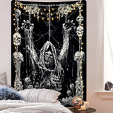 Tapiz yrendenge calavera humana negro blanco Hogar - Accesorios y Decoración Naty Shop