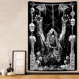Tapiz yrendenge calavera humana negro blanco Hogar - Accesorios y Decoración Naty Shop