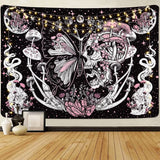Tapiz Yrendenge Mariposas Esqueleto Setas Casa Estrellas Luna Hogar - Accesorios y Decoración Naty Shop Calavera Polilla Seta 150X130Cm
