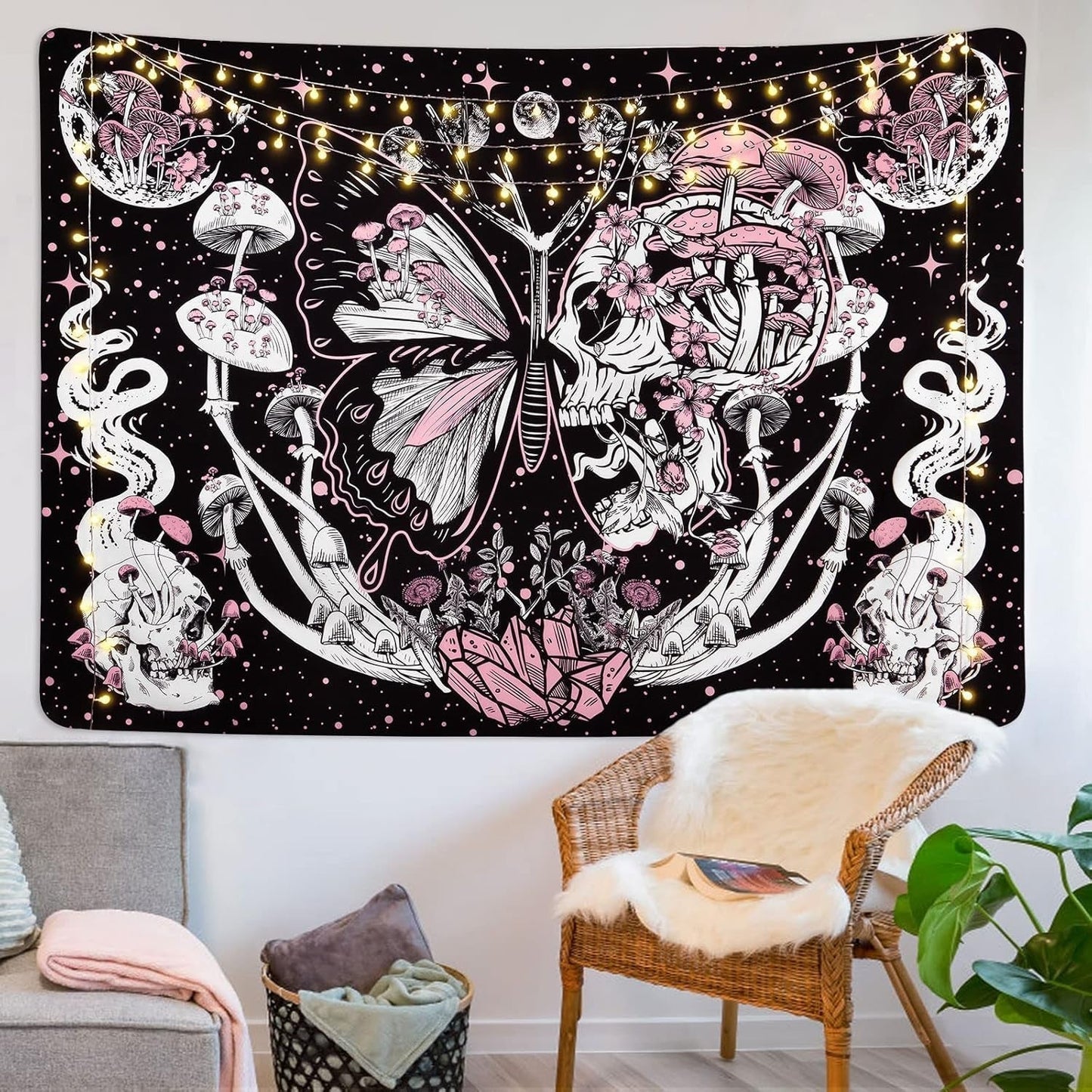 Tapiz yrendenge mariposas esqueleto setas casa estrellas luna Casa - Accesorios y Decoraciones Naty Shop