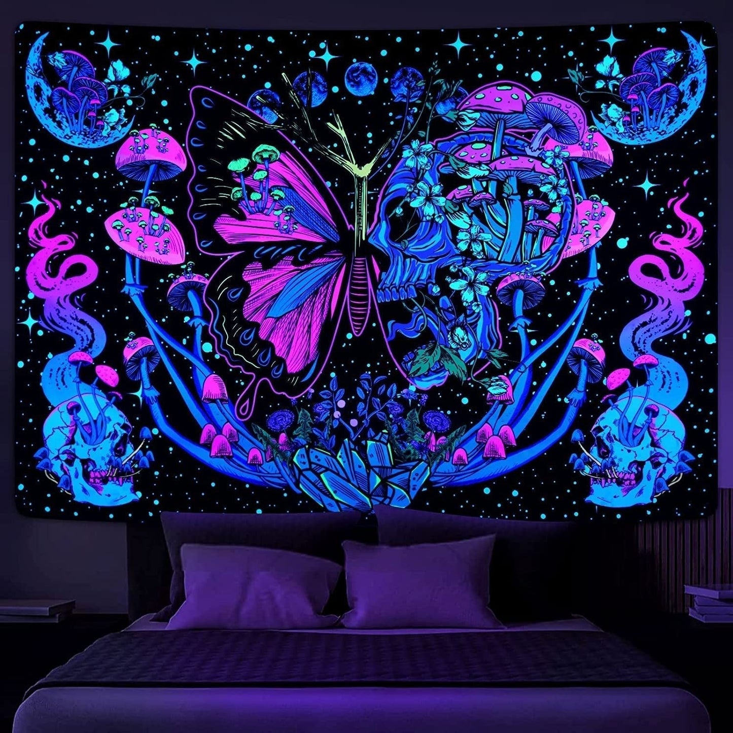 Tapiz yrendenge tapiz mariposas fluorescentes Hogar - Accesorios y Decoraciones Naty Shop Multi 210L X 150B Cm