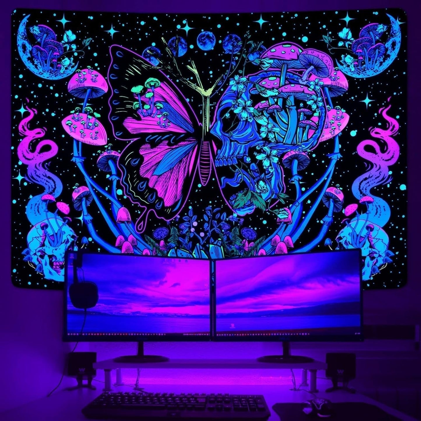Tapiz yrendenge tapiz fluorescente fase mariposas Hogar - Accesorios y Decoración Naty Shop