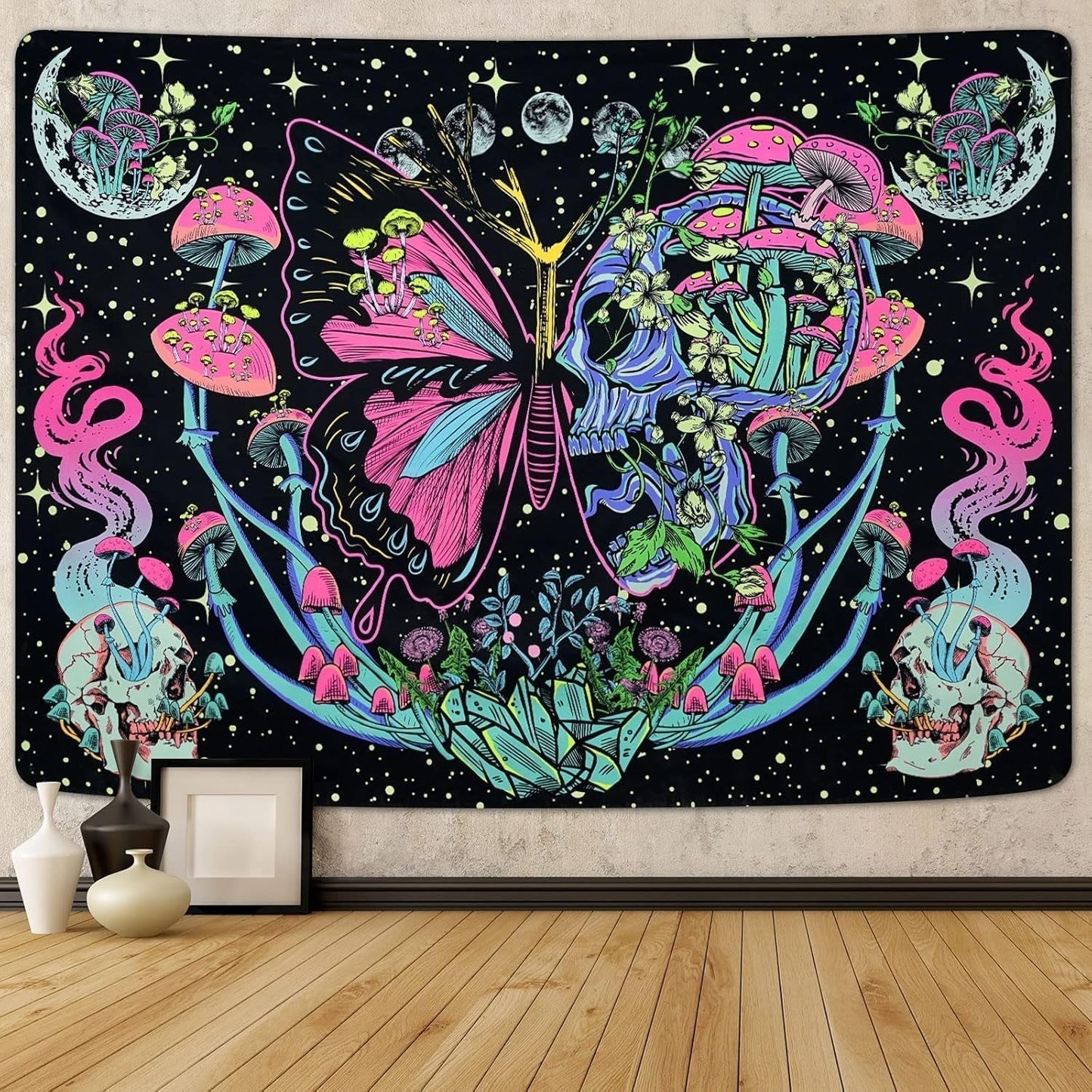 Tapiz yrendenge tapiz fluorescente fase mariposas Hogar - Accesorios y Decoración Naty Shop