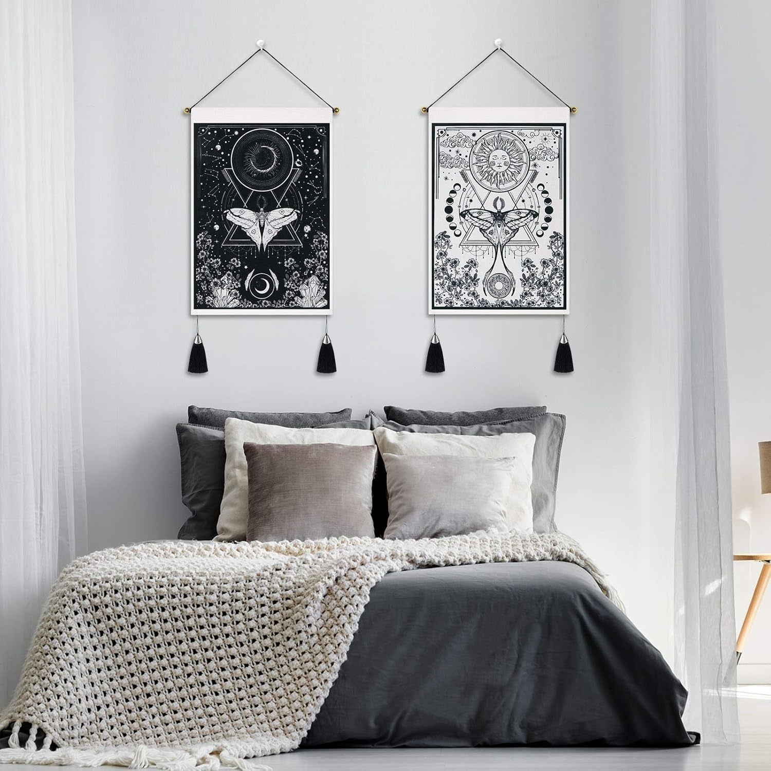 Tapiz Yugarlibi 2uds pequeños tapices colgantes luna y sol Hogar - Accesorios y Decoración Naty Shop