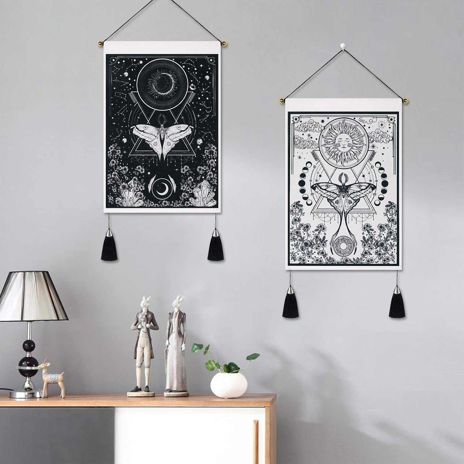 Tapiz Yugarlibi 2uds pequeños tapices colgantes luna y sol Hogar - Accesorios y Decoración Naty Shop