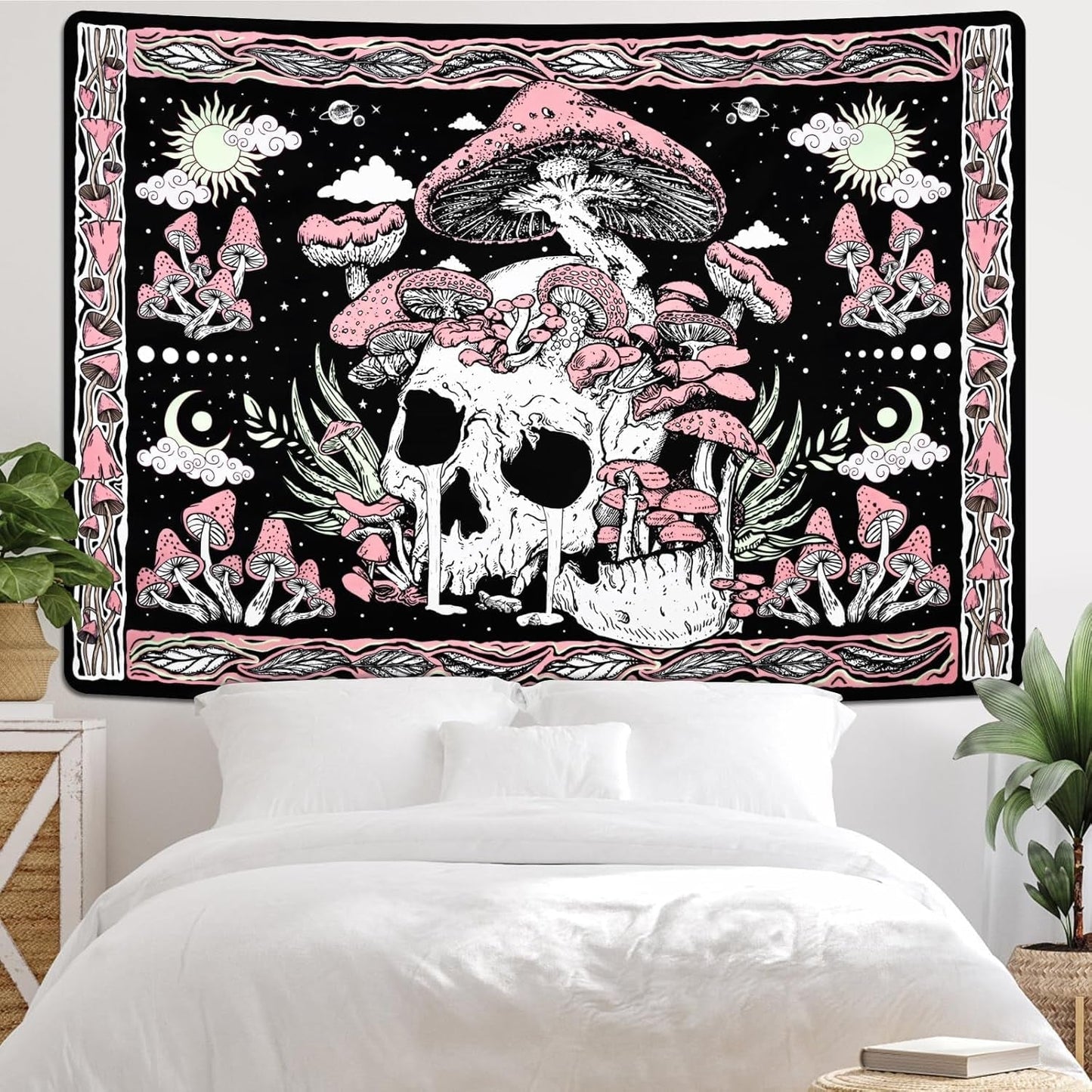Tapiz yugarlibi calavera rosa setas esqueleto Hogar - Accesorios y Decoración Naty Shop