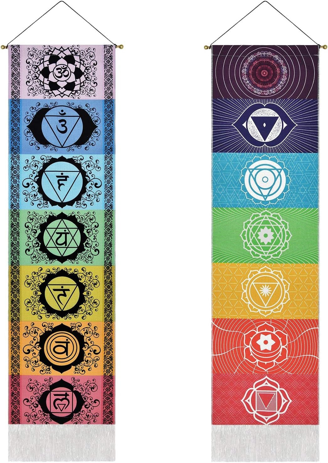 yugarlibi tapiz conjunto de colgantes de chakras meditación yoga trippy Hogar - Accesorios y Decoración Naty Shop Chakra blanco y negro 130X32.5Cm