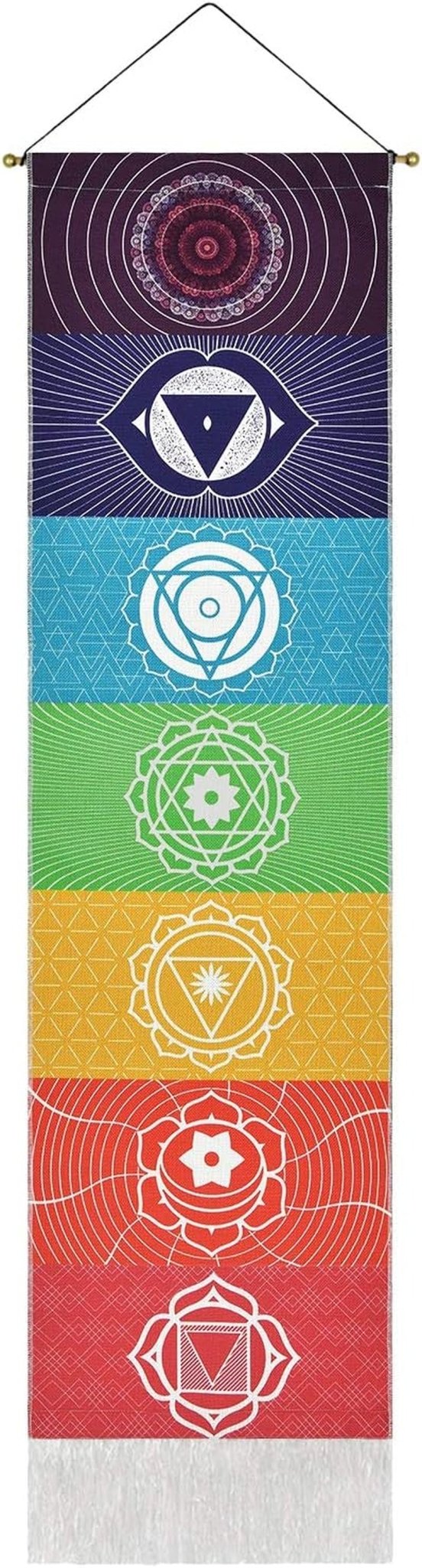 yugarlibi tapiz conjunto de colgantes de chakras meditación yoga trippy Hogar - Accesorios y Decoración Naty Shop Chakra blanco 130L X 32,5B Cm