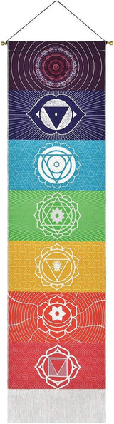 yugarlibi tapiz conjunto de colgantes de chakras meditación yoga trippy Hogar - Accesorios y Decoración Naty Shop Chakra blanco 130L X 32,5B Cm