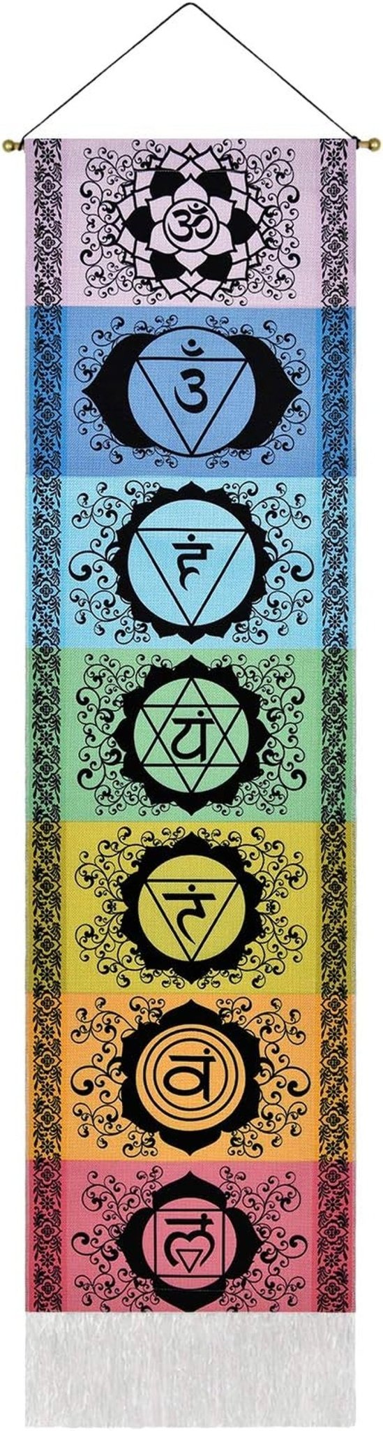 Yugarlibi juego de tapiz de chakra meditación yoga tapiz trippy Hogar - Accesorios y Decoración Naty Shop Negro 130L X 32.5B Cm