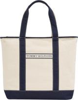 TOMMY HILFIGER Mujer Th Summer Canvas Tote Aw0aw17421 Bolso shopper Mujer Bolsos Naty Shop Azul (Space Blue)