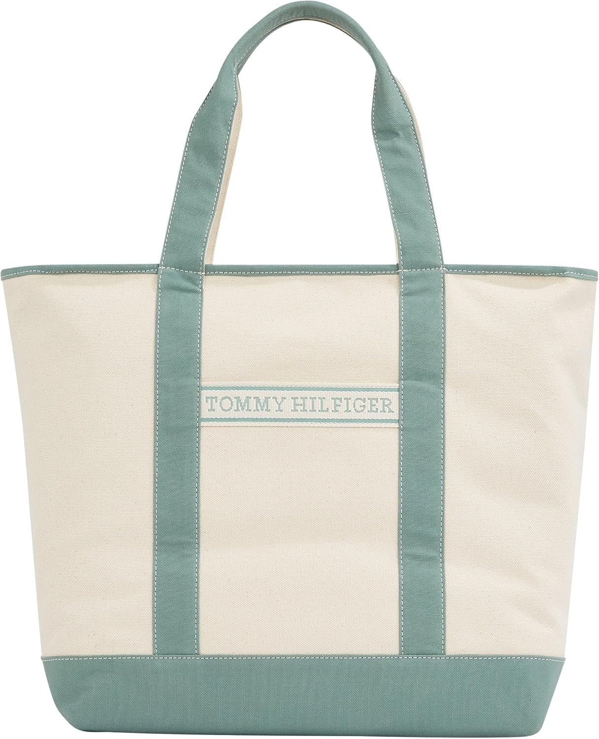 TOMMY HILFIGER Mujer Th Summer Canvas Tote Aw0aw17421 Bolso shopper Mujer Bolsos Naty Shop Verde (Charming Green)