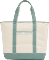 TOMMY HILFIGER Mujer Th Summer Canvas Tote Aw0aw17421 Bolso shopper Mujer Bolsos Naty Shop Verde (Charming Green)