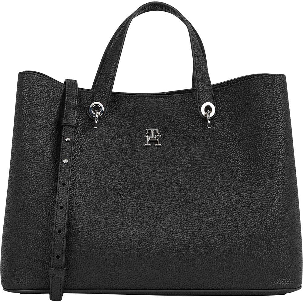 Tommy Hilfiger bolso satchel con emblema y correa para el hombro desmontable Bolsos Mujer Naty Shop Negro (Black)