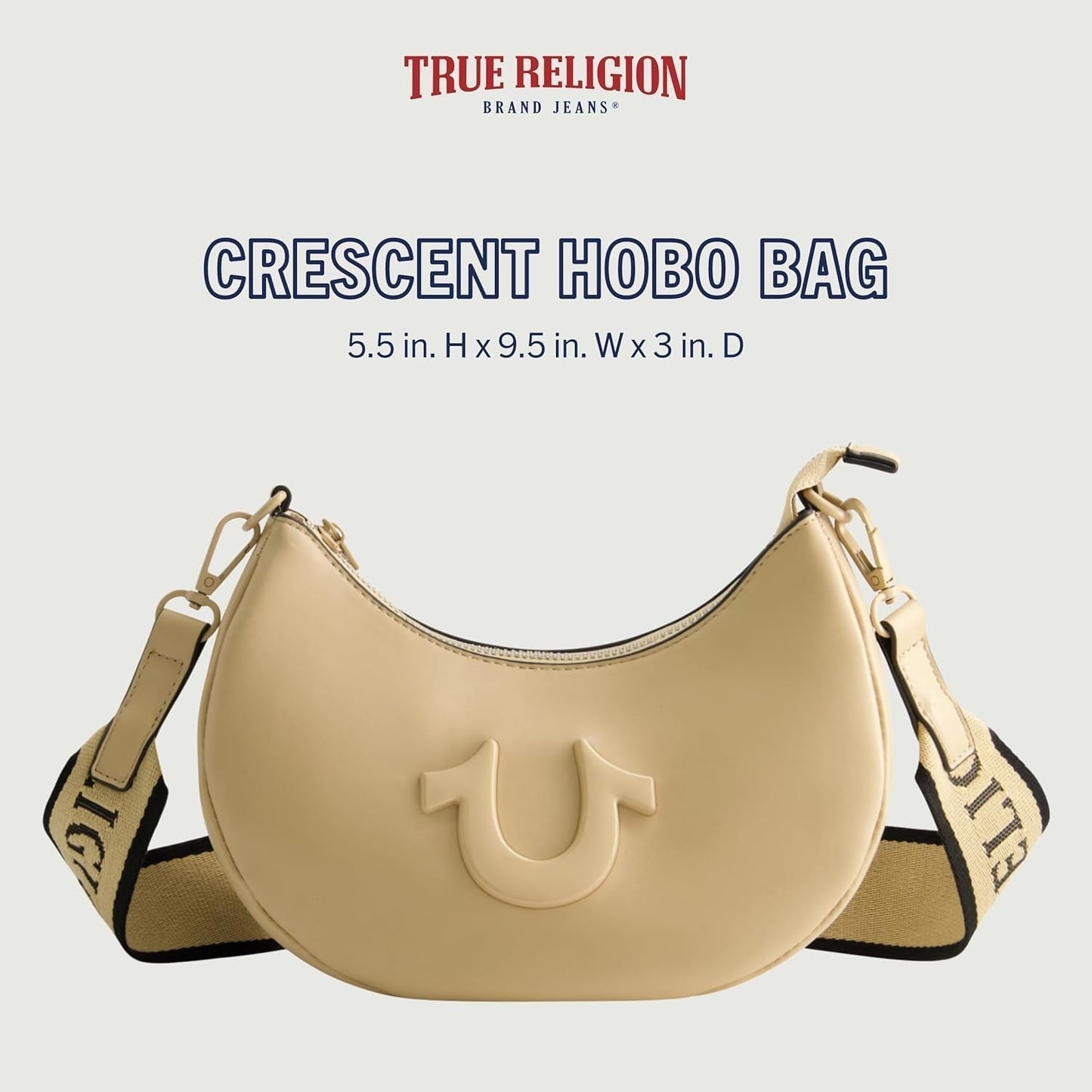 True Religion Bolso Bandolera Mujer, Bolso Hobo Crescent con Correa Desmontable Ajustable y Logo de Herradura Bolsos Mujer Naty Shop