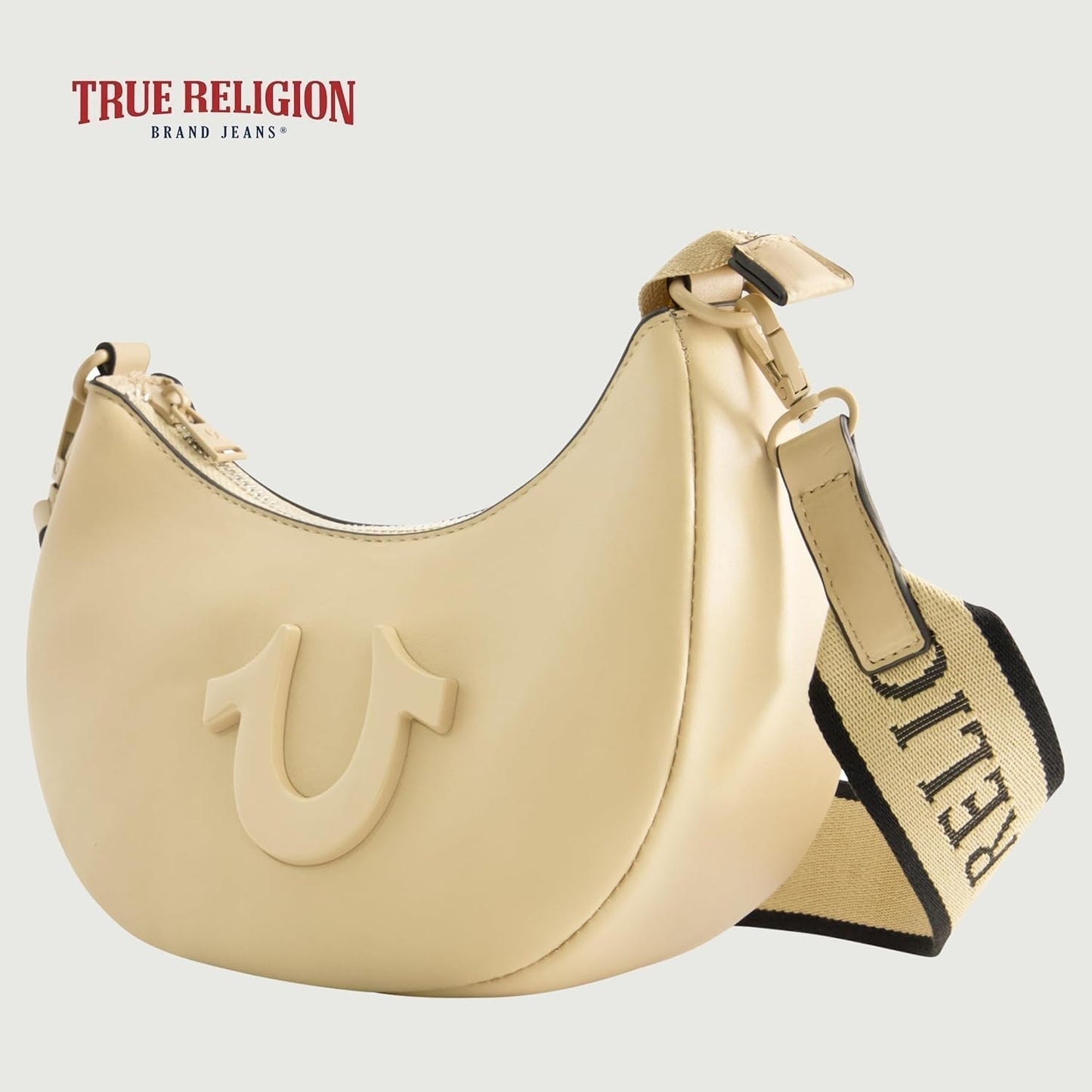 True Religion Bolso Bandolera Mujer, Bolso Hobo Crescent con Correa Desmontable Ajustable y Logo de Herradura Bolsos Mujer Naty Shop