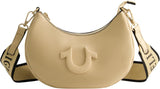 True Religion Bolso Bandolera Mujer, Bolso Hobo Crescent con Correa Desmontable Ajustable y Logo de Herradura Bolsos Mujer Naty Shop Camel
