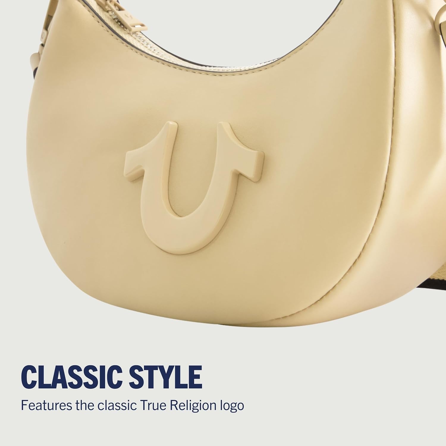 True Religion Bolso Bandolera Mujer, Bolso Hobo Crescent con Correa Desmontable Ajustable y Logo de Herradura Bolsos Mujer Naty Shop