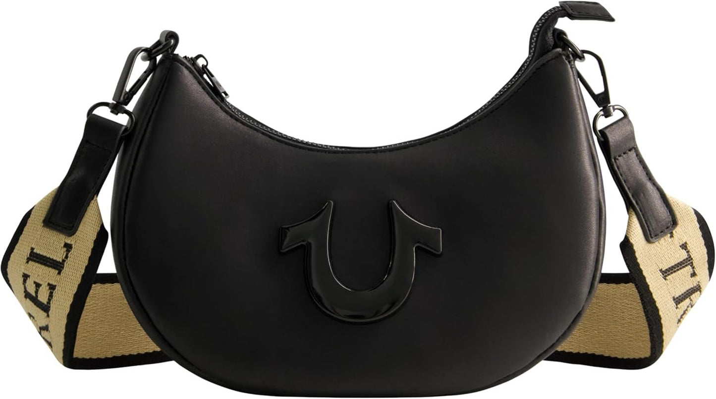 True Religion Bolso De Hombro Para Mujer, Bolso Hobo Crescent Con Correa Desmontable Ajustable Y Logo De Herradura Bolsos De Mujer Naty Shop Negro