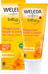 WELEDA Organic Baby Calendula Care Cream Body & Face 30ml - Crema facial / crema para la piel para cosmética natural con aceite de sésamo y lanolina para el cuidado de la piel seca. Crema de cuidado hidratante para bebés y niños Infantil - Baño y Cuidado Naty Shop 75 Ml (1 pack)