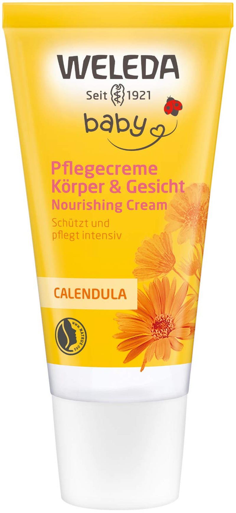 WELEDA Organic Baby Calendula Care Cream Body & Face 30ml - Crema facial / crema para la piel para cosmética natural con aceite de sésamo y lanolina para el cuidado de la piel seca. Crema de cuidado hidratante para bebés y niños Infantil - Baño y Cuidado Naty Shop