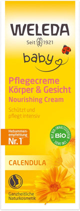 WELEDA Organic Baby Calendula Care Cream Body & Face 30ml - Crema facial / crema para la piel para cosmética natural con aceite de sésamo y lanolina para el cuidado de la piel seca. Crema de cuidado hidratante para bebés y niños Infantil - Baño y Cuidado Naty Shop