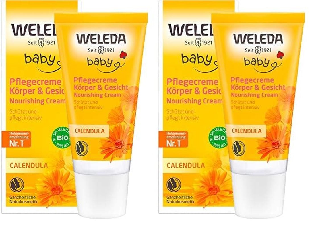 WELEDA Organic Baby Calendula Care Cream Body & Face 30ml - Crema facial / crema para la piel para cosmética natural con aceite de sésamo y lanolina para el cuidado de la piel seca. Crema de cuidado hidratante para bebés y niños Infantil - Baño y Cuidado Naty Shop Default title