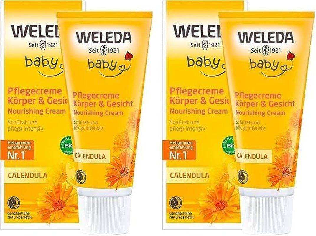 WELEDA Organic Baby Calendula Care Cream Body & Face 75ml - Crema facial / crema para la piel para cosmética natural con aceite de sésamo y lanolina para el cuidado de la piel seca. Crema de cuidado hidratante para bebés y niños Infantil - Baño y Cuidado Naty Shop Default title