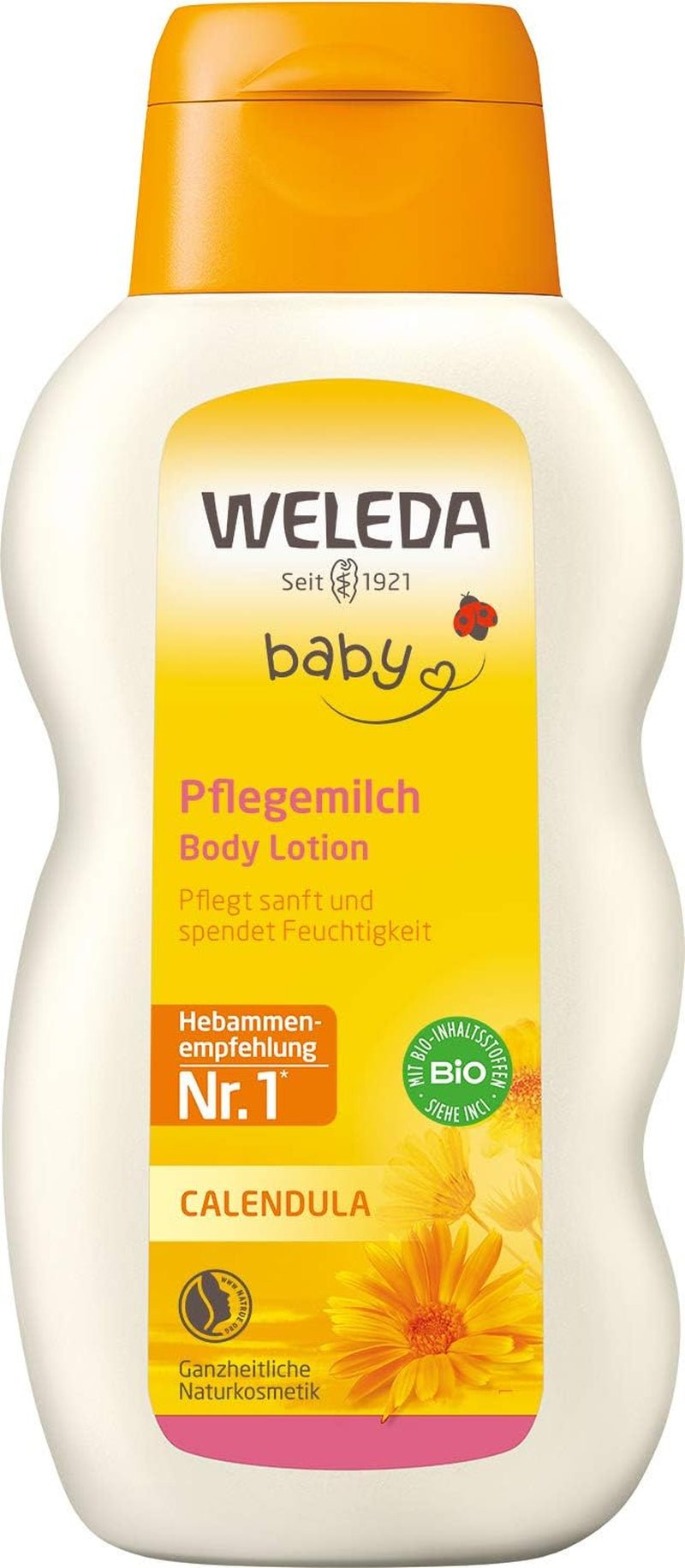 WELEDA Organic Baby Calendula Care Milk - Loción corporal cosmética natural con aceite de almendras y cera de abejas para el cuidado y limpieza de la piel seca del bebé. Loción delicada para el cuidado de la piel de bebés y niños (1x 200ml) Infantil - Baño y Cuidado Naty Shop Default title