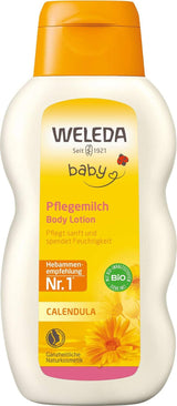 WELEDA Organic Baby Calendula Care Milk - Loción corporal cosmética natural con aceite de almendras y cera de abejas para el cuidado y limpieza de la piel seca del bebé. Loción delicada para el cuidado de la piel de bebés y niños (1x 200ml) Infantil - Baño y Cuidado Naty Shop Default title