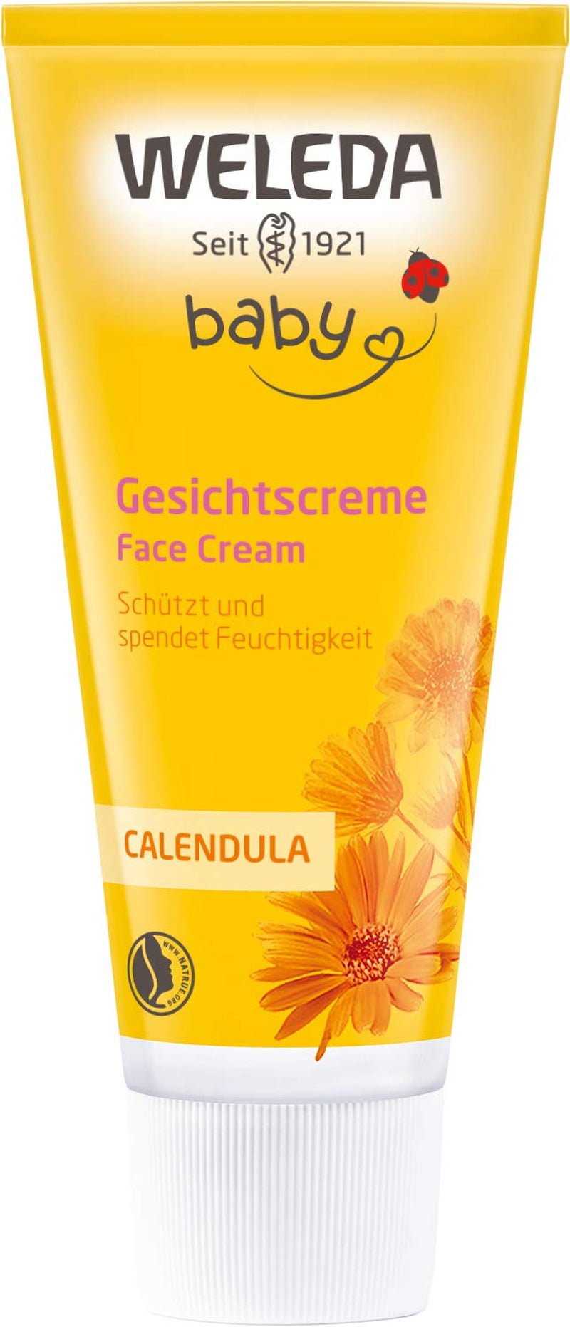 Crema facial de caléndula para bebés orgánica WELEDA: humectante cosmético natural con aceite de almendras y cera de abejas para el cuidado de la piel seca. Crema de cuidado facial natural para bebés y niños (1x 50ml) Infantil - Baño y Cuidado Naty Shop