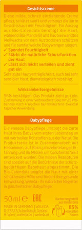Crema facial de caléndula para bebés orgánica WELEDA: humectante cosmético natural con aceite de almendras y cera de abejas para el cuidado de la piel seca. Crema de cuidado facial natural para bebés y niños (1x 50ml) Infantil - Baño y Cuidado Naty Shop