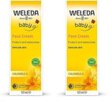 Crema facial de caléndula para bebés orgánica WELEDA: humectante cosmético natural con aceite de almendras y cera de abejas para el cuidado de la piel seca. Crema natural para el cuidado del rostro de bebés y niños (1x 50ml) Infantil - Baño y Cuidado Naty Shop Crema facial 50 Ml (pack de 2)